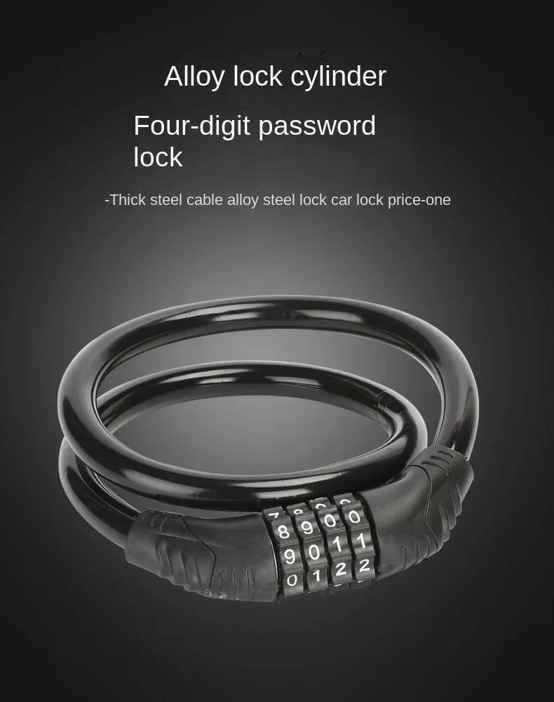 Description Picture 2 of itemAnti-theft Bike Lock 4 Digit Password Bicycle Accessories Bicycle Padlock Electric Scooter Motorcycle Security Steel Chain Lock