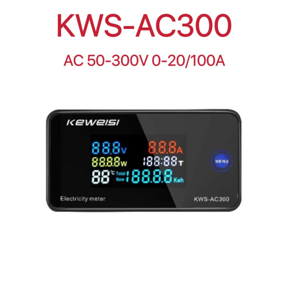 KWS-AC300 AC 50-300V 0-20/100A Digital Energy Meter Voltmeter Ammeter Voltage Wattmeter Kwh Temperature AC Meter