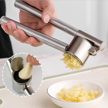 Stainless Steel Garlic Press Peeler Cleaning Brush Set Manual Ginger Garlic Press Garlic Chopper Kitchen Tool DIY Garlic Mincer
