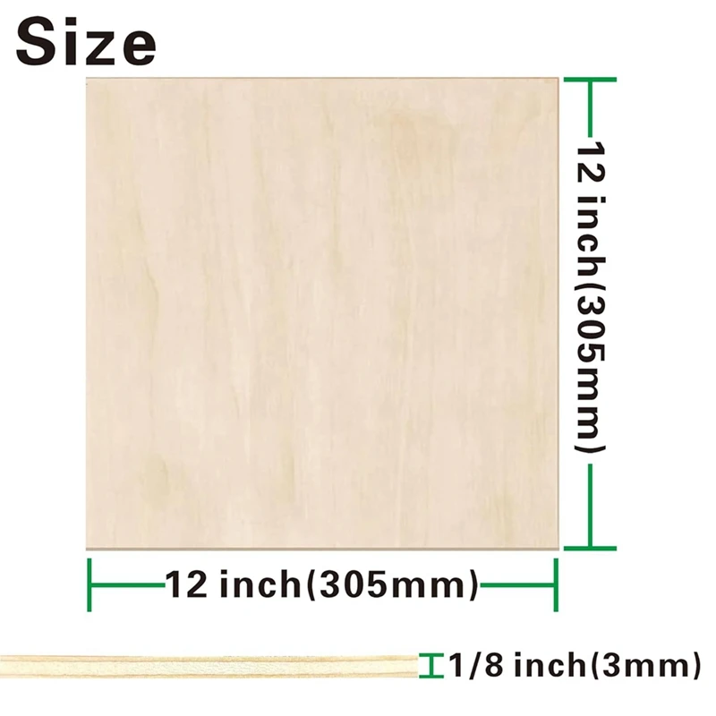 Basswood sheets 12 pack 12X12x1/8Inch 3Mm for laser cutting engraving drawing