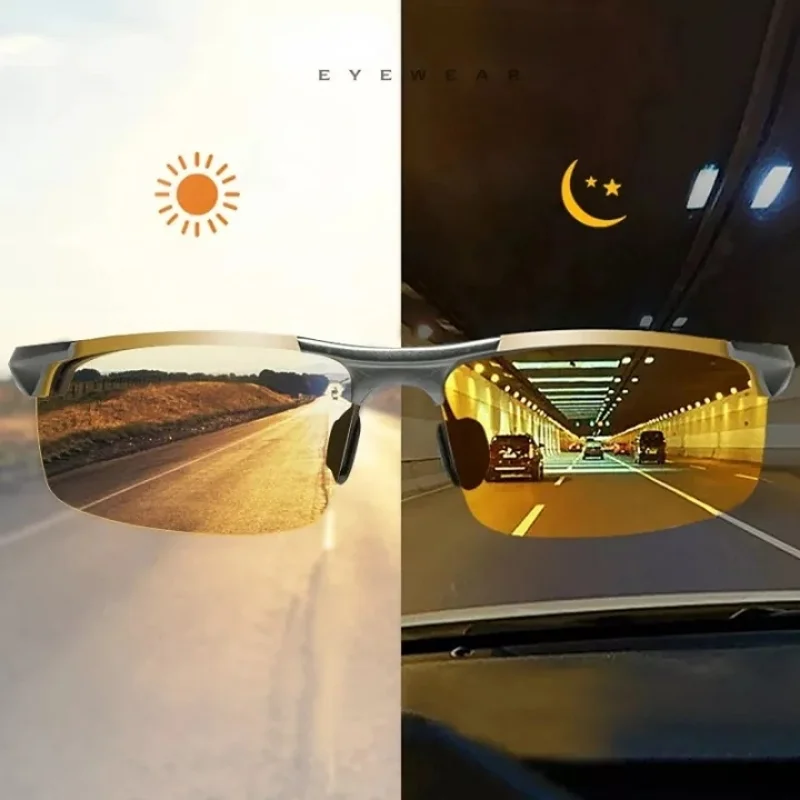 FG Night Vision Glasses PC Frame Polarized Sunglasses Men Outdoor Sport Sun Glasses Day Night Vision Driver Goggles_voghion.com