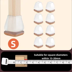 Set of 8/16 TPE Chair Leg Protectors with Felt Pads for Floor Protection and Furniture Gliding (Square Transparent S)