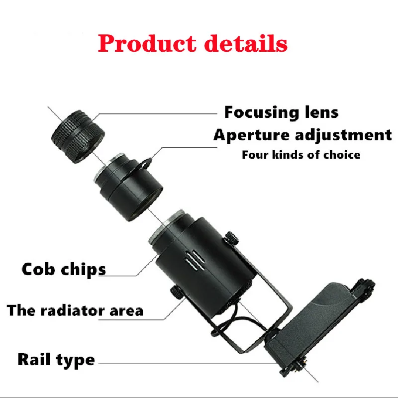 Theater Stage Zoom Spotlights, COB Focus Logo Projector Track Lights,Industrial Gobo Lights for Company Restaurant Store Wedding 4