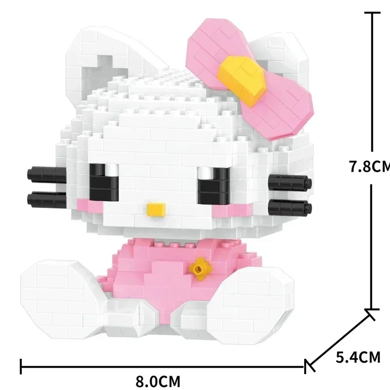 Sanrio Anime Hello Kitty My Melody Cinnamoroll Pompompurin Kuromi Friends Building Blocks Bricks Girl Children Kid Toy Gift Set 4