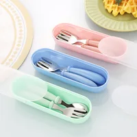 2pcs 304 Stainless Steel Spoon and Fork Set Kidsren's Portable Cutlery Box 4