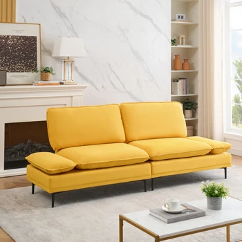 premium yellow cotton linen sofa 1