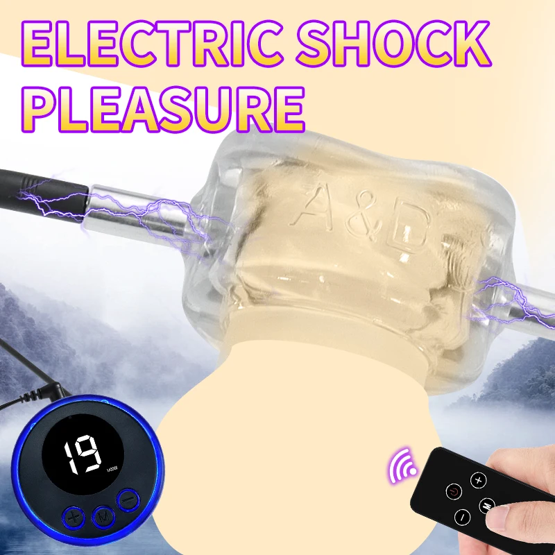 Electric Shock Chastity Cage Testicle Scrotal Bondage Lock Ring Men Scrotum Ball Stretcher Massager Electrostimulation Sex Toys electro sex toys electric sex toys