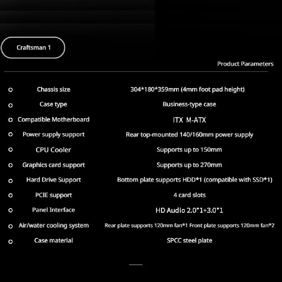 WJCOOLMAN Craftsman 1 MTAX/ITX PC 케이스 USB3.0 게이머용 오픈 펜스 패널 데스크탑 비즈니스 소형 섀시