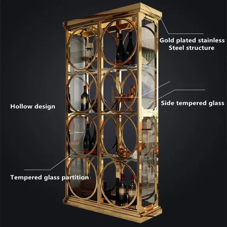 Chic Style Wine Rack Luxury Light Wine Storage Cabinet French Design Metal Showcase Cabinets