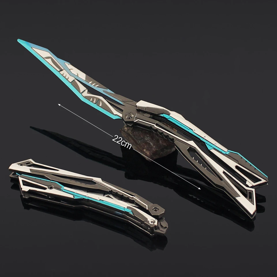 折りたたみバタフライナイフトレーナー模型玩具 – 22cm 亜鉛合金製、鈍