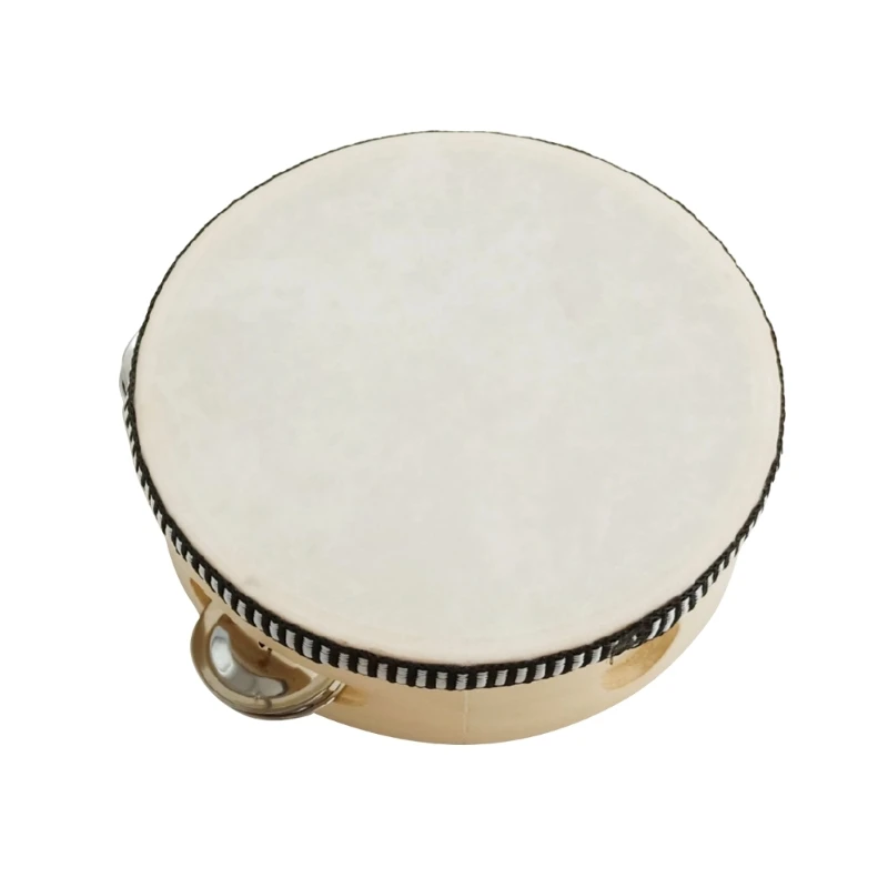 YD61 Tambourines Musical Instrument for Adults Wooden Hand Held Drum Bells Tamborine