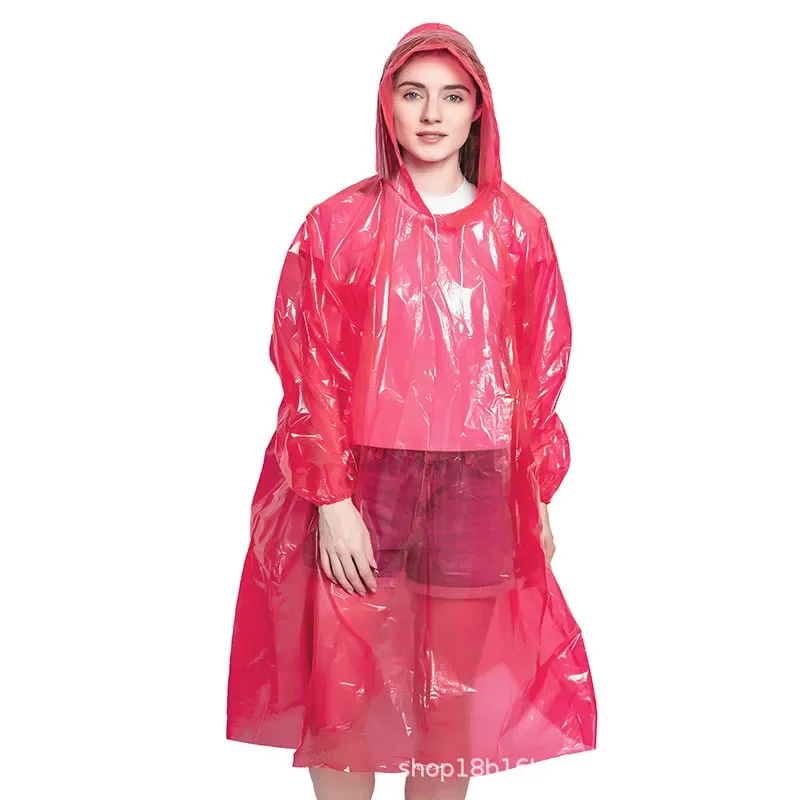 PE Portable Disposable Thickened Poncho Travel Outdoor Emergency Adult One-piece Raincoat Kids Raincoat