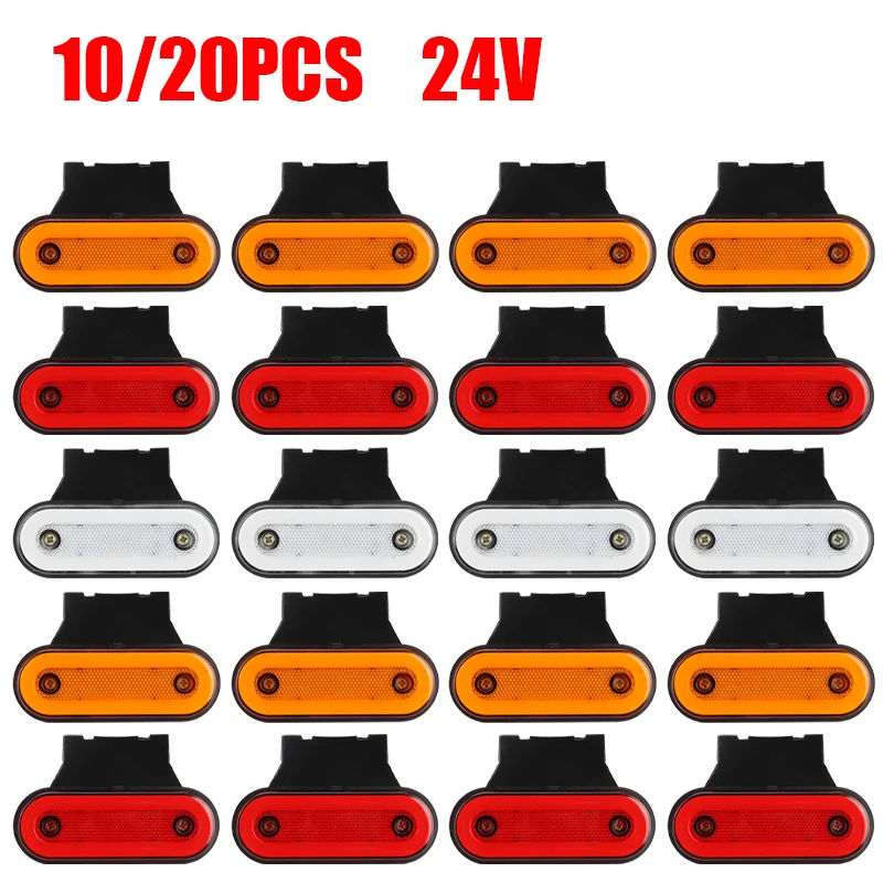 

10/20pcs Trailer Side Marker Light with Bracket 24V LED Clearance Lamp Side Indicator for Truck Heavy Duty Tractor Lorry Camion
