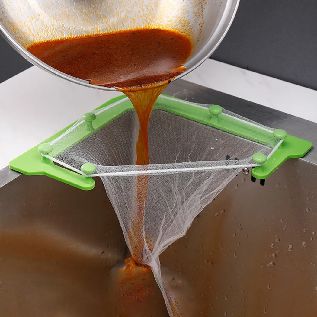 

Filter Holder Leftovers Sink Strainer Bag Mesh Kitchen Triangular Sink Strainer Drain Vegetable Net Kitchen Hanging Garbage Rack