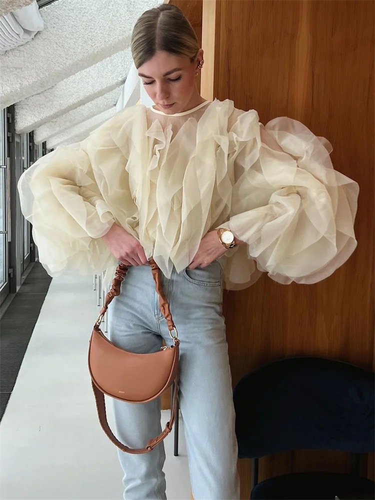 tシャツ REMAKE RUFFLE TOPS レディース Luna Ruffle Top | GUESS Factory