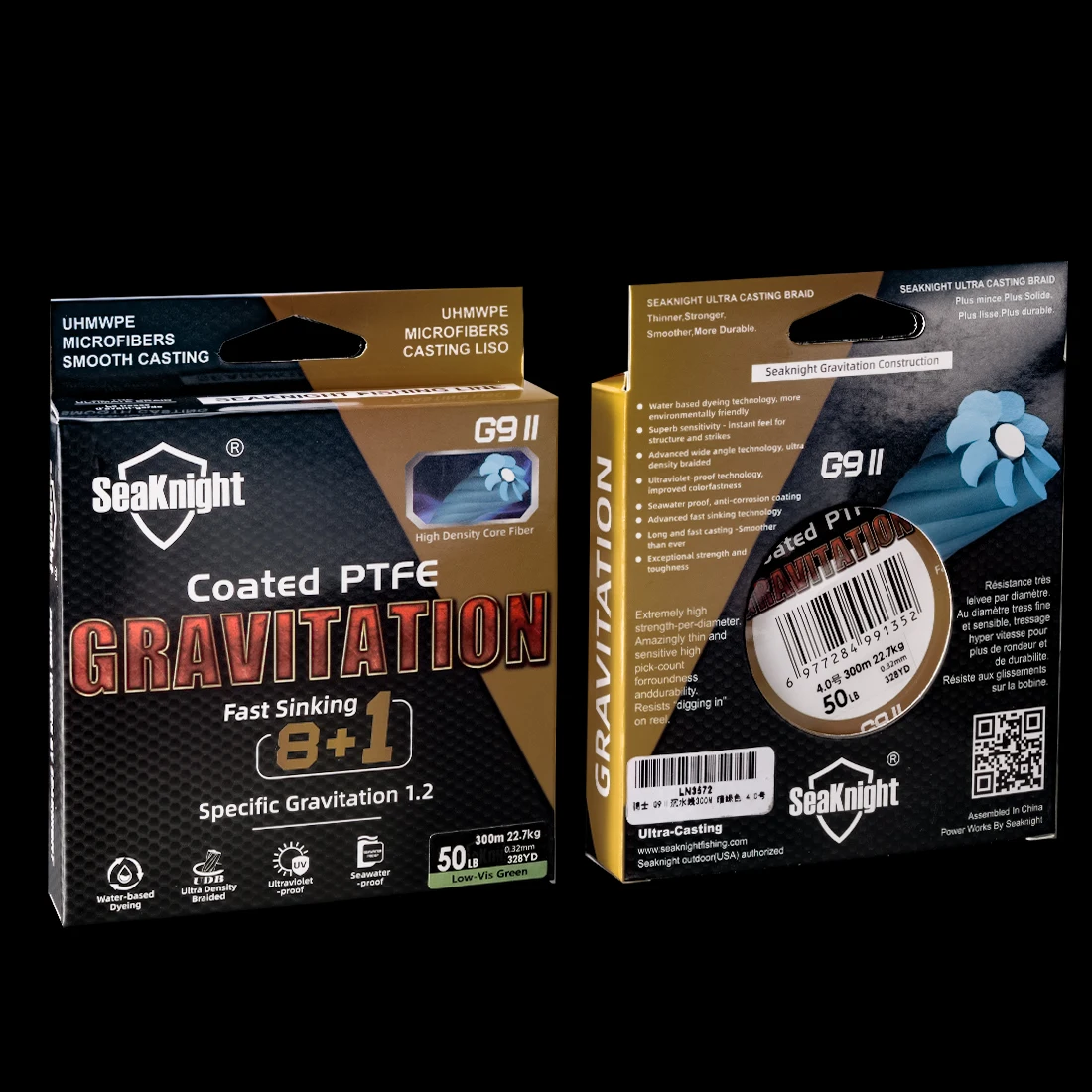 Ligne SeaKnight Gravitation9II 9 brins PE anti-UV 150M-300M pour pêche en mer haute performance