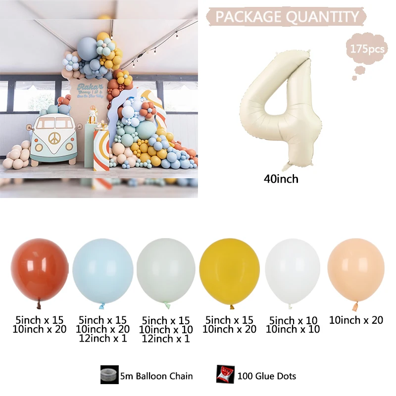 175 Stück Cartoon Bus Thema Bogen Girlande Ballon Set blau gelb Geburtstag Urlaub Party liefert Luftballons Baby party Feier – Detail 5