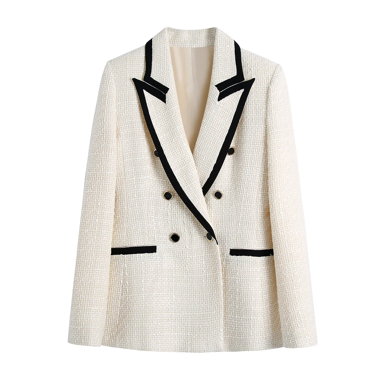 

Autumn women's new color contrast trim texture Blazer