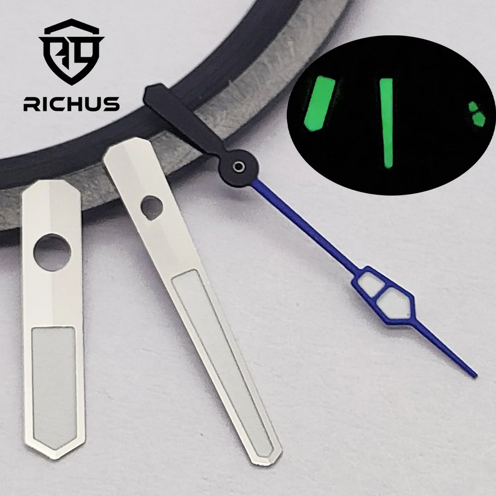 Luxurious Silver, Gold & Rose Gold Watch Hands with Green Luminous Finish - Premium Timepiece Accessories