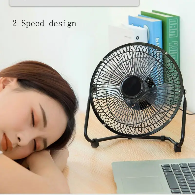 Portable Metal 8 Inch USB Fan USB Powered Desk Fan with 2 Speeds Switch Personal Cooling for Notebook Laptop Home Office