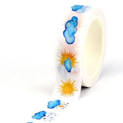 1PC 10M Deco Weather Blue Clouds Japanese Washi Tape DIY  Adhesive Masking Tape Cute Journaling Stationery School Supplies
