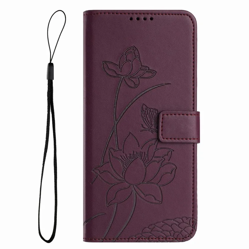 Charming Lotus Flower Phone Case with Wallet and Stand功能