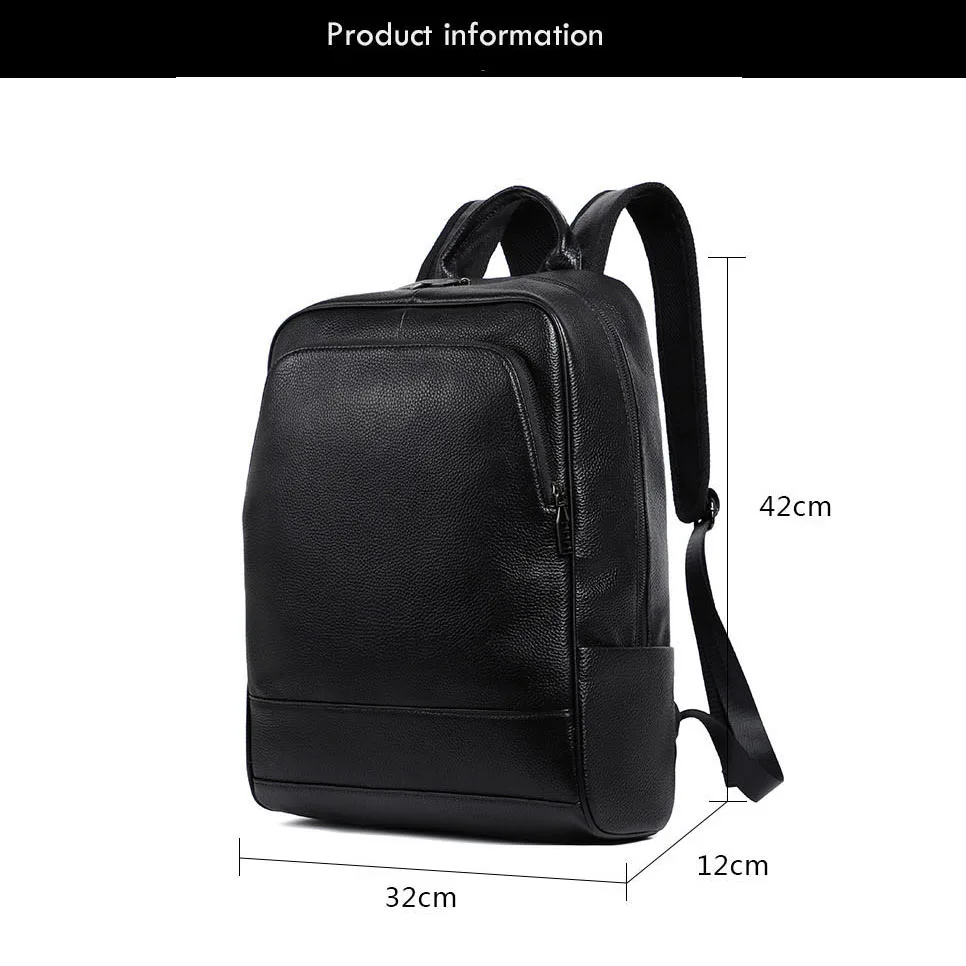 YIFANGZHE Slim Genuine Leather Laptop Backpack Men for 15-15.6 inch ,Business  Professional Lightweight Office Computer Rucksack