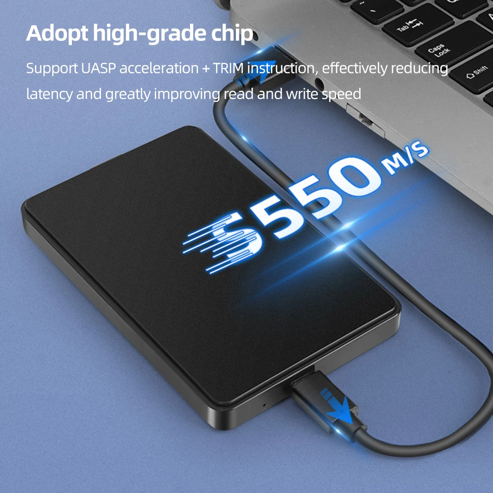 Type-C USB3.1 SATA 하드 드라이브 인클로저 전송 속도 6Gbps Windows/Os/Linux 시스템용 휴대용 하드디스크 플러그 앤 플레이