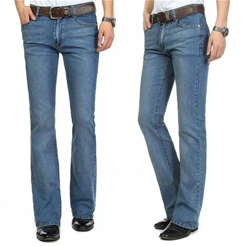Male-Bell-Bottom-Denim-Trousers-Slim-Black-Boot-Cut-Jeans-Men-s ...