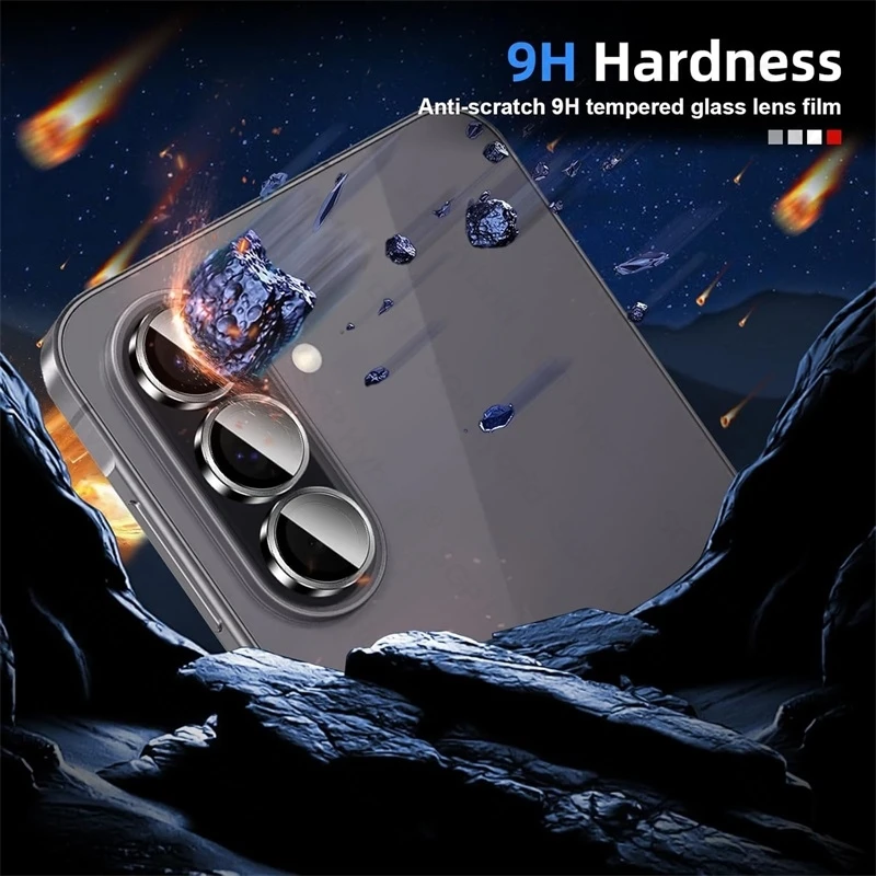 Alloy Aluminum Ring Phone Case with Tempered Glass Camera Protectors