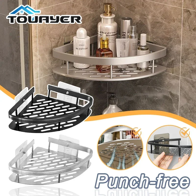 Bathroom Shelf Aluminum Alloy Kitchen Storage Organizer Triangle Punch-Free Wall-Mounted Shower Shelves Bathroom Accessories