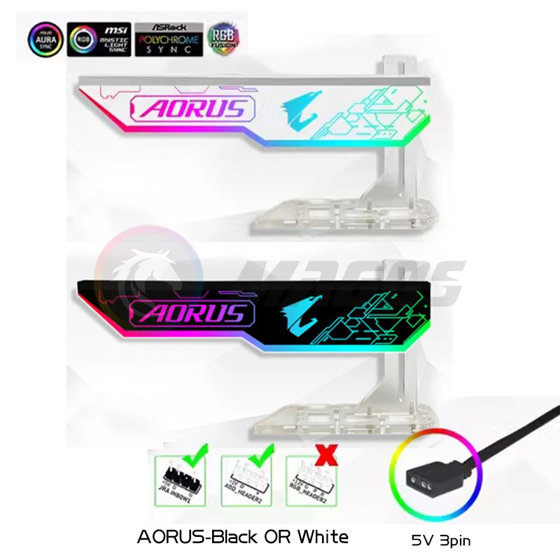 Customzable Suporte Mod Gpu 4090 3090 Placa de Vídeo Jack Bracket Suporte 5v 3pin Argb Sync 3080 3070 Decoração do Gabinete Gamer - Imagem 3