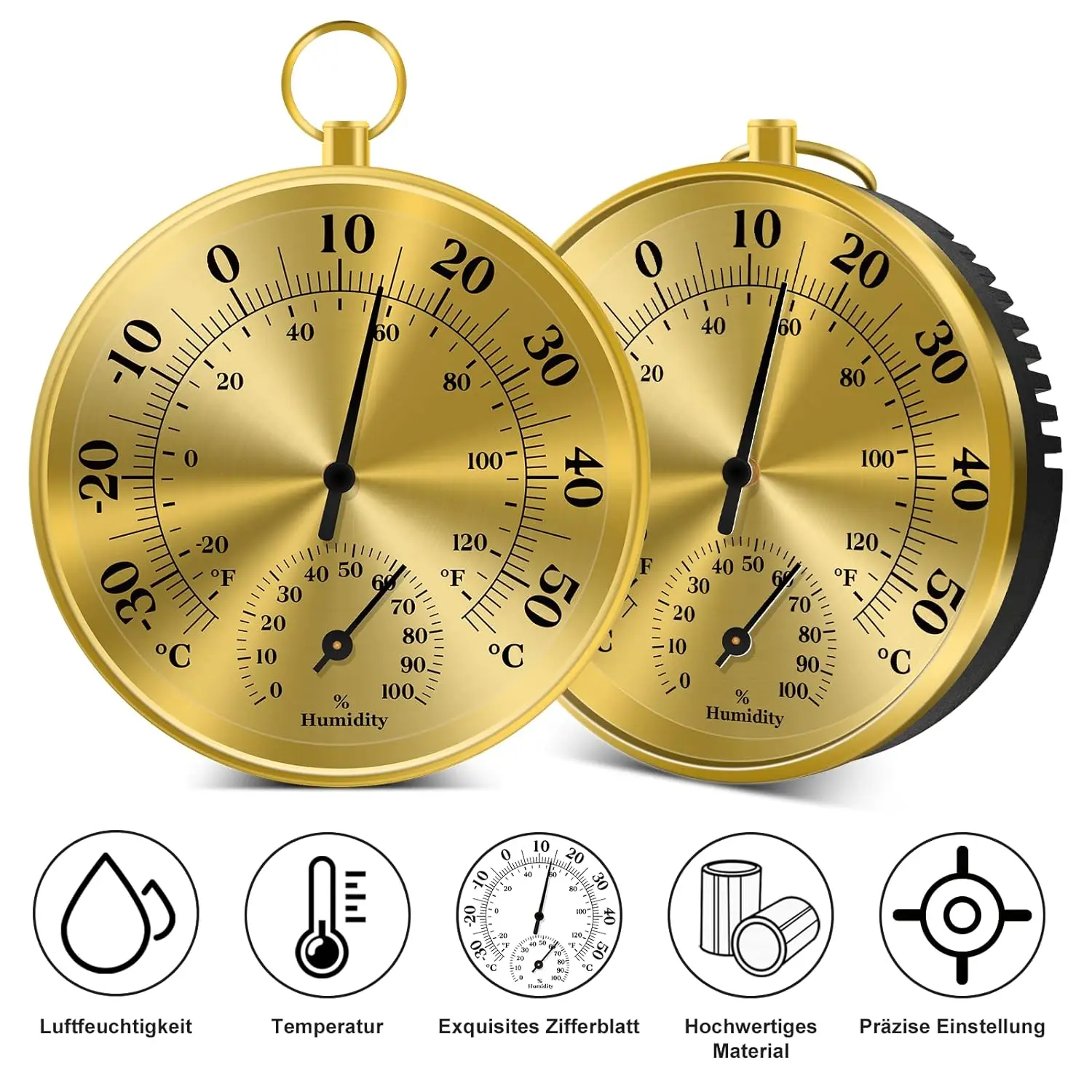 10CM Wall Thermometer Hygrometer Decorative Analog Thermo-hygrometer Temperature and Humidity Gauge for Home Garden Warehouse 3
