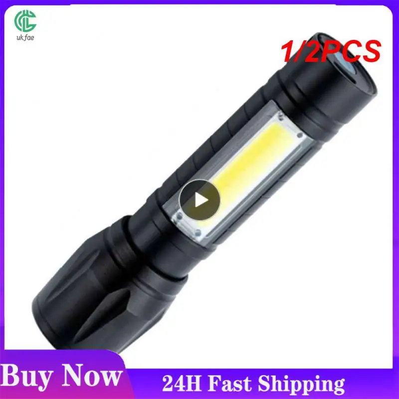

1/2PCS Zoom Mini Led Flashlight XP-G Q5 Flash Light Lantern Portable rechargeable Glare COB Flashlight Outdoor Camping