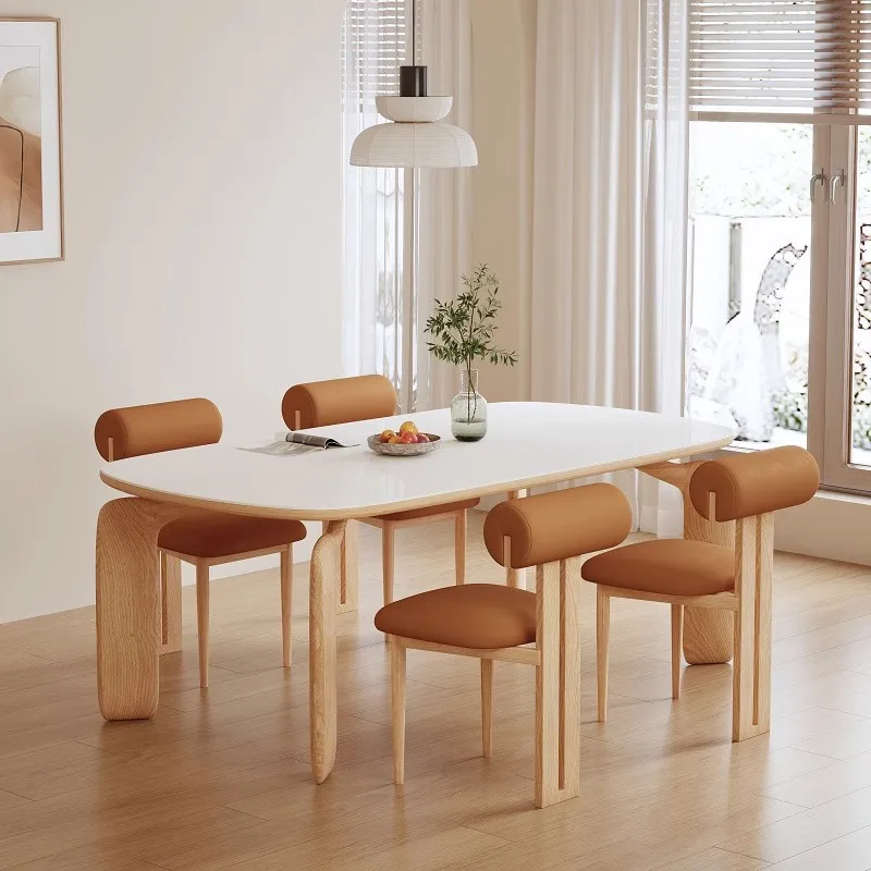 

Plate Solid Wood Dining Table and Chair Log Style Modern Simple Rectangular Household Small Apartment