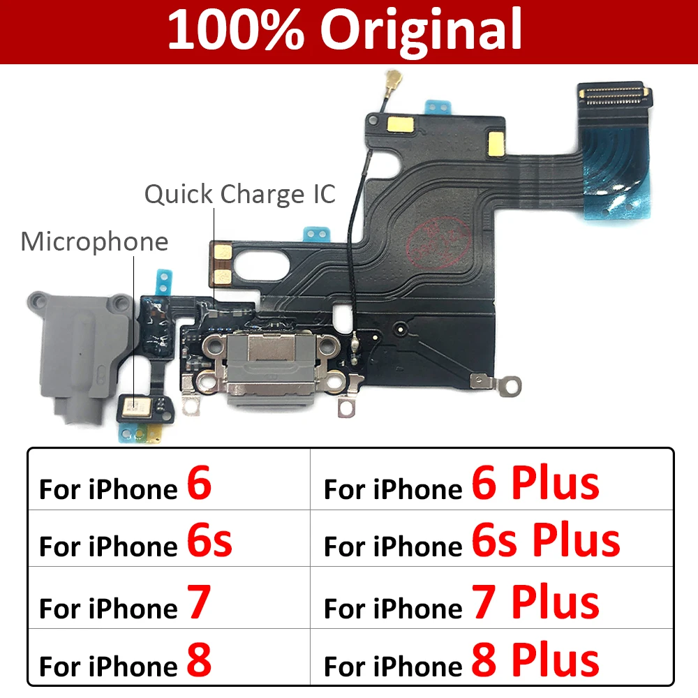 100% Originale Nuovo Per Iphone 6 6G 6S 77G 8 8G Plus Porta Scheda Di Ricarica Usb Mic Microfono Dock Connector Board Flex Cable