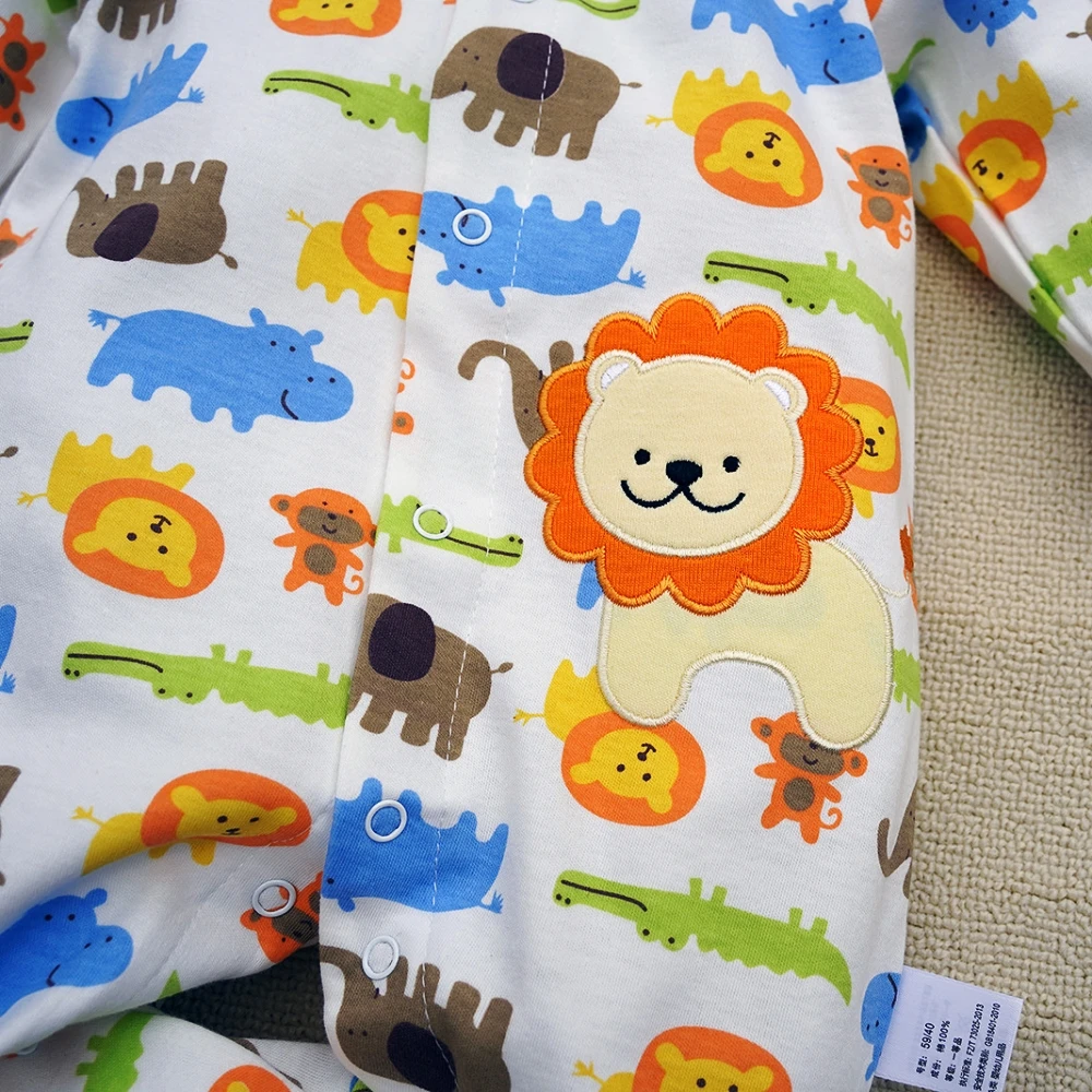 0 to 12 Month baby boy jumpsuit cotton autumn clothing Cartoon lion elephant print rompers newborn clothes infant boys onesies