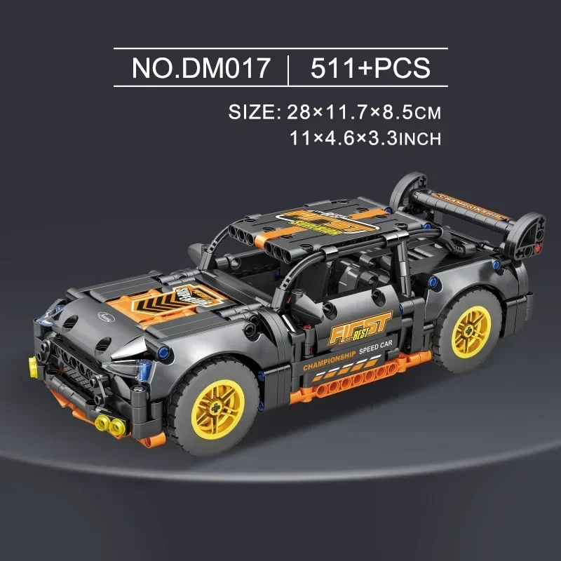 511 + Pcs Dark Mustang Building Block Car Technical Super Sports Car Model Building Blocks Toys For Boys Model Car Gift