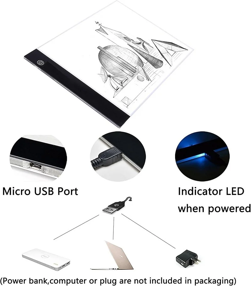 A4 A5 LED 복사 테이블 어린이 그림판 투명 복사 테이블 조절 가능한 밝기 야간 조명 노트북