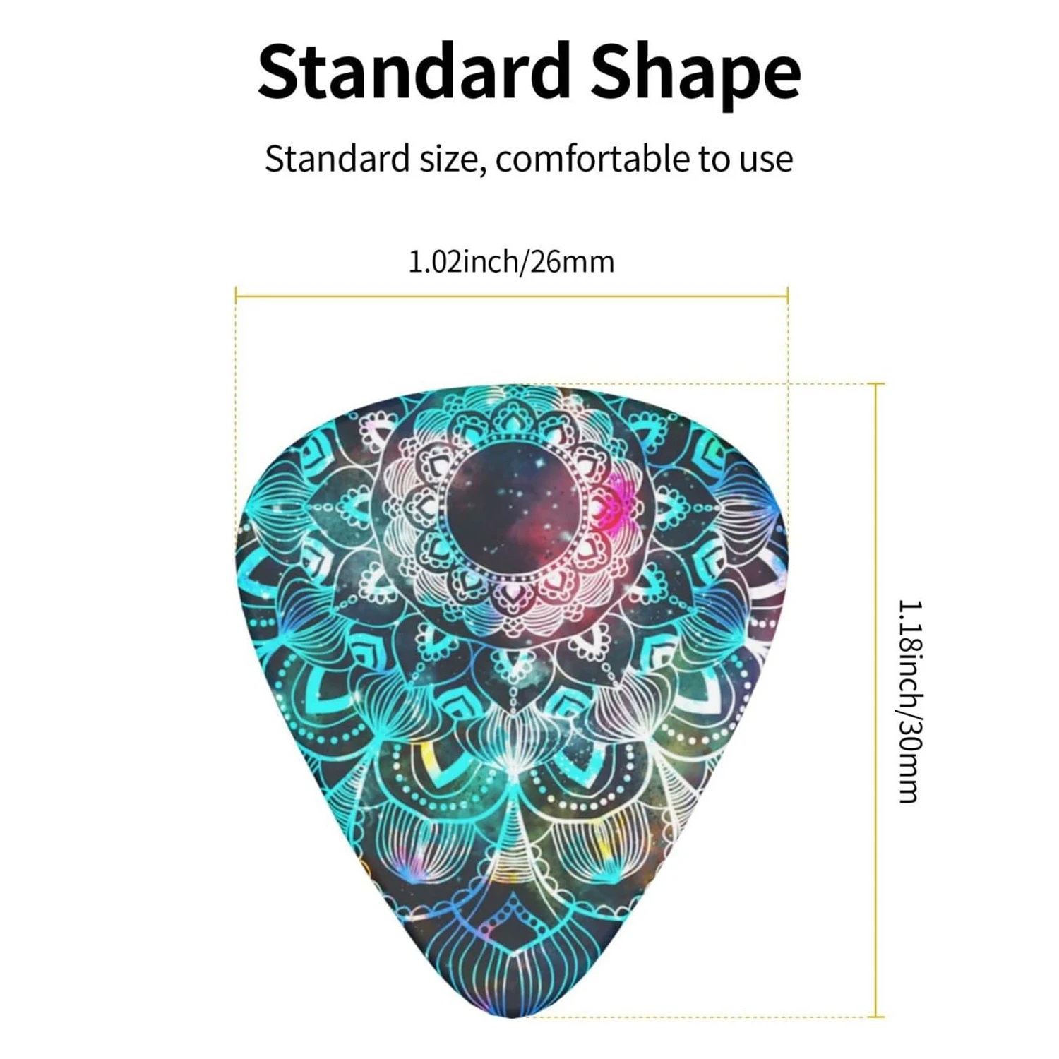 Guitar Picks 12PCS 0.71/1.0Mm Premium ABS Material Smooth Finish Dual-Sided Color Printing Includes PP Storage Box