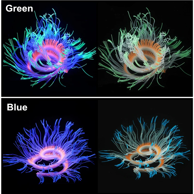 New Flexible Style Silicone Aquarium Coral Anemone Decoration Artificial Fish Tank Sea Anemone Ornament Glowing In Light