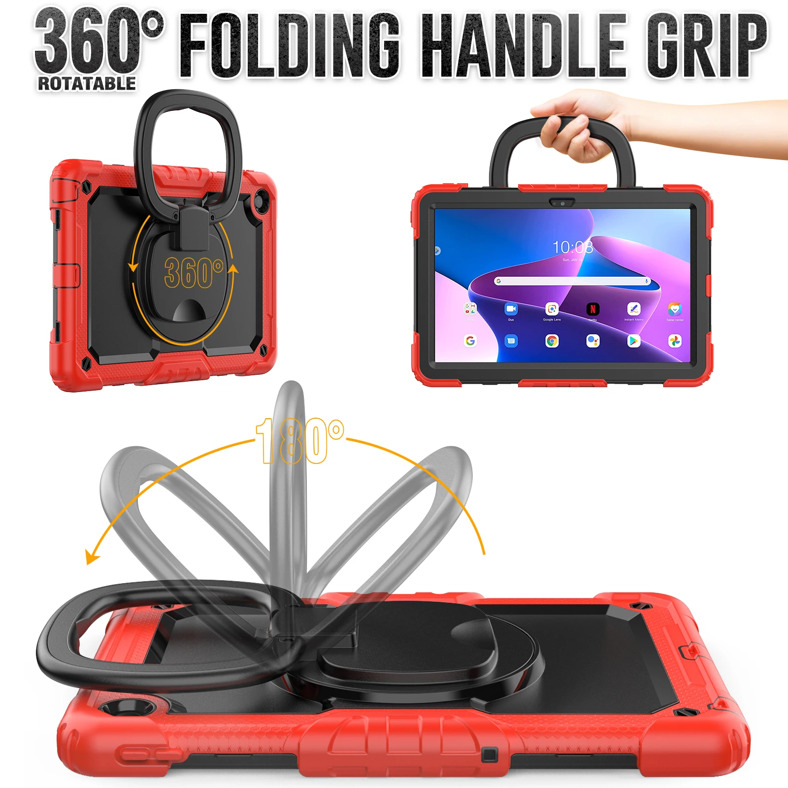 Durable Armor Tablet Case with Pull Ring Stand