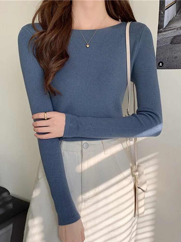 Fashion Ribbed Women Sweater Knitted Soft Pullovers Jumpers Basic Solid Soft Long Sleeve Sweaters For Women Autumn Winter Tops