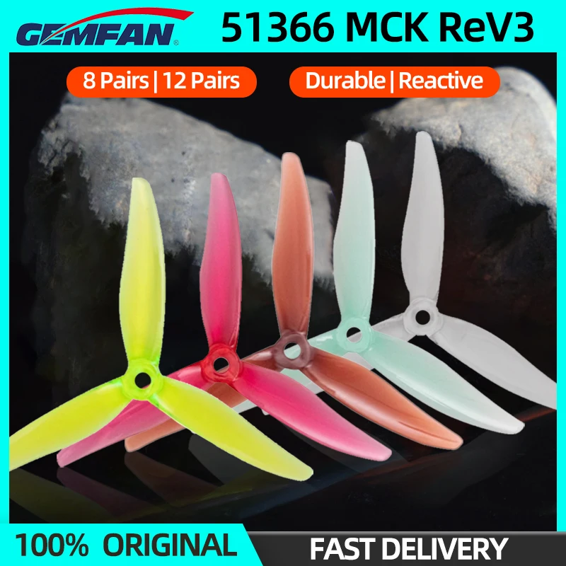 12 pares 24 pces gemfan hurricane 2023 2x2.3x3 3 lâmina palito hélice