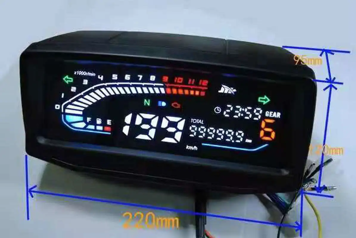 Compteur de vitesse électronique numérique LCD pour moto, 12V pour  remplacement CG125-150 - AliExpress