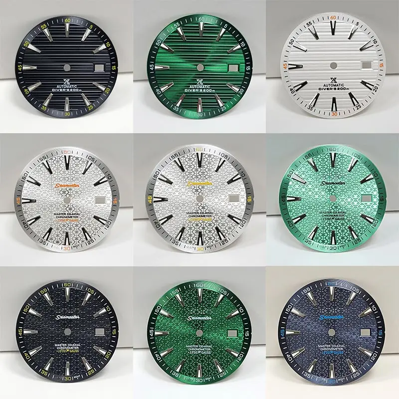 Watch Accessories Modified Watch Accessory 33.5MM literal dial green glow-in-the-dark strip nail scale suitable for NH35/364R/7S movement