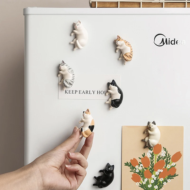 3Pcs Lazy Cat Refrigerator Magnet Message Photo Wall Sticker Creative Cute Sleep Cat Home Decoration Accessories magnetic fridge magnets magnetic sticker magnetic fridge stickers refrigerator decor