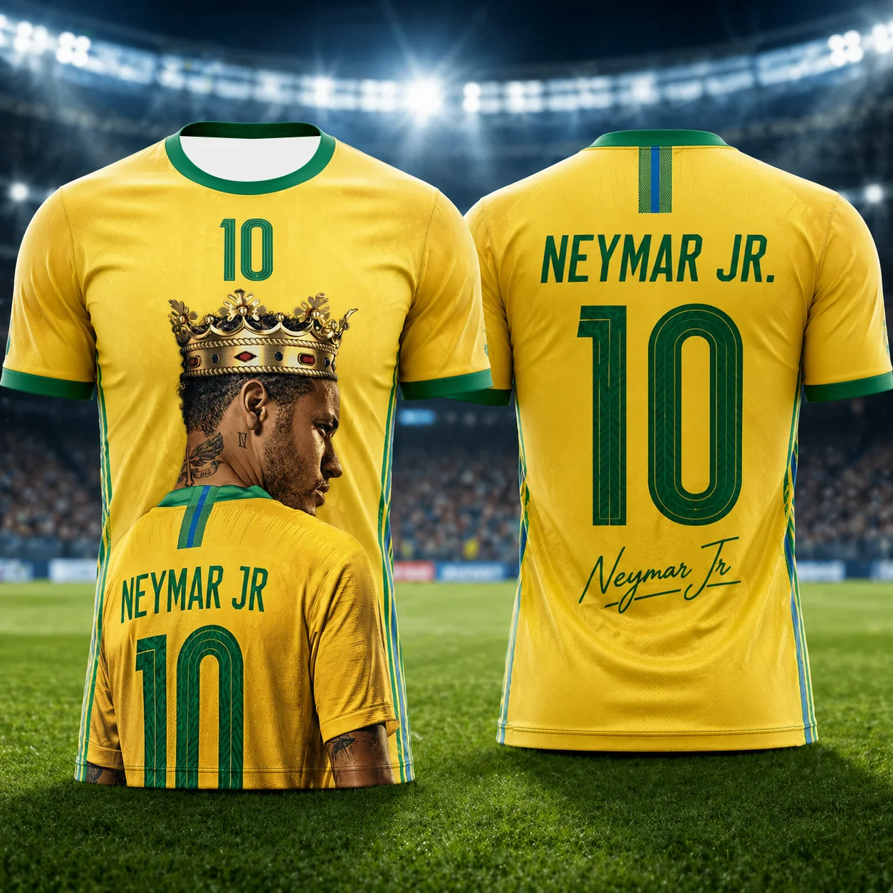 Neymar Gedenk-Fußballtrikot für Kinder, 3D-gedruckt, atmungsaktives Fan-Shirt für Outdoor-Training, Fußball und tägliche Aktivitäten