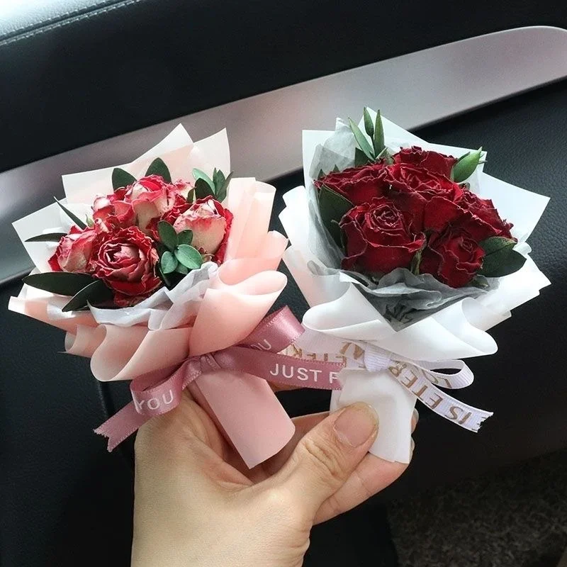 

Exquisite Romantic Real Rose Dried Bouquet Car Aromatherapy Vent Mini Bouquet Air Conditioning Vent Decoration Car Accessories