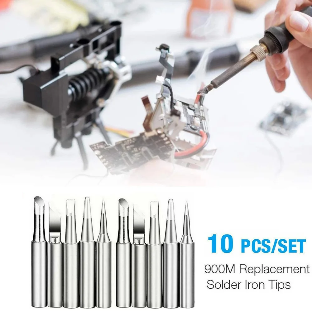 10pcs/set Durable Soldering Iron Tips I+B+K+2.4D+3C 900M-T Soldering Iron Pure Copper Lead-Free Equipment  Power Tools Parts stick welding stinger